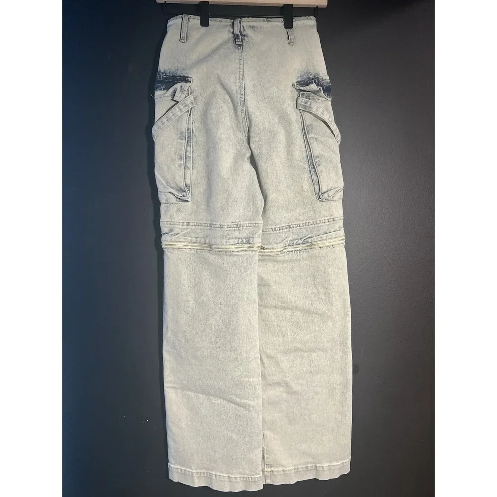 Akira Jeans Women‎ sz Small blue TOO COOL CARGO HIGH WAISTED punk grung
